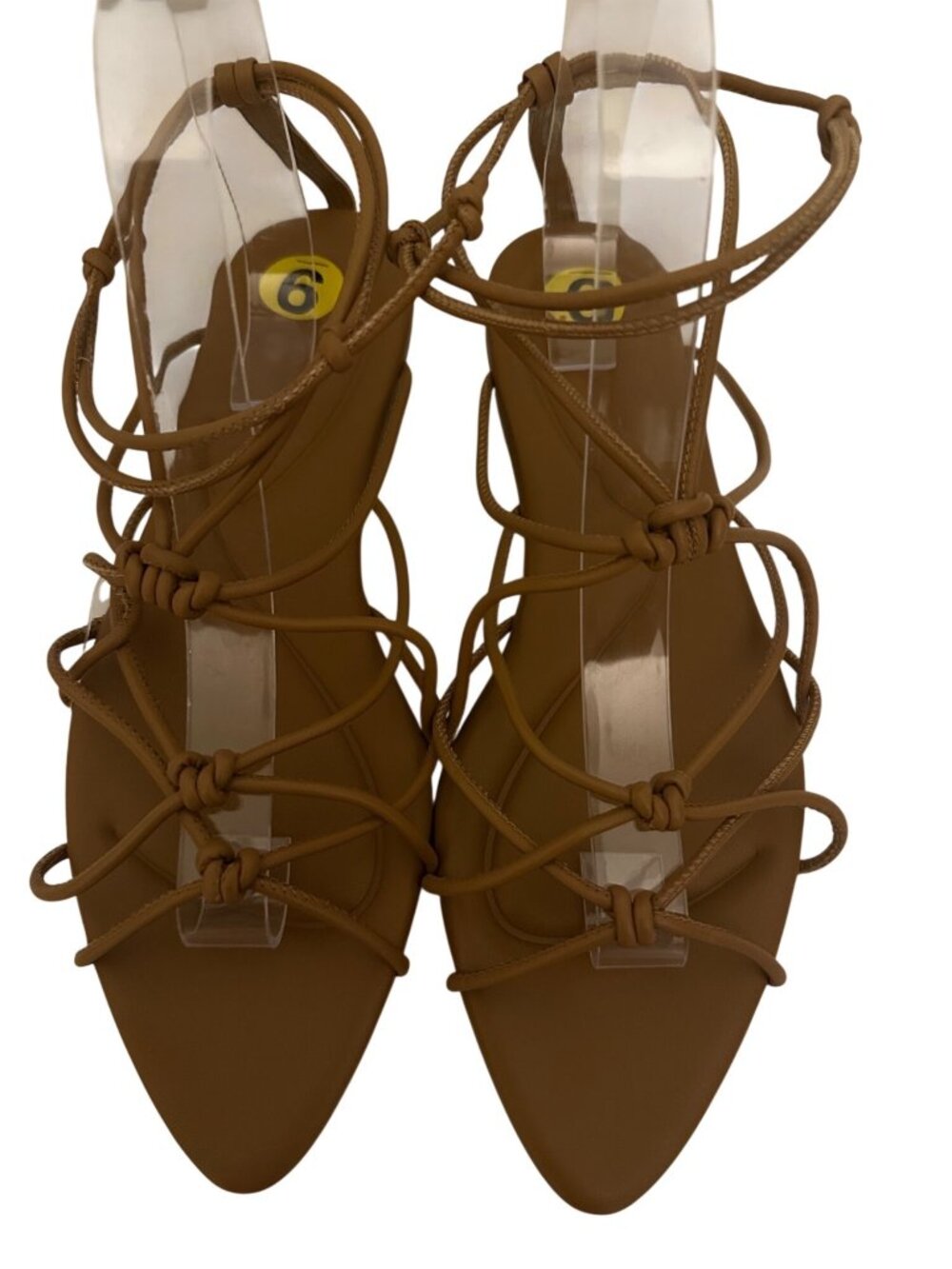Vince Kenna leather strappy flat pointed-toe tie closure gladiator sandal 9